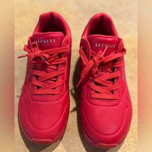Skechers Bold Red Wide Fit Sneakers